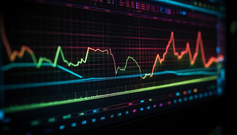 Glowing blue pulse trace on computer monitor symbolizes healthy heartbeat generated by AI